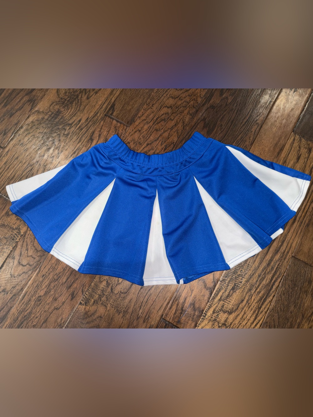 Girls Alleson Cheerleading Blue and White Paneled Cheer Skirt - size Large